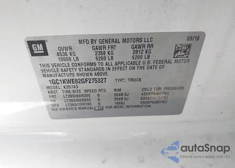 2016 Chevrolet Silverado 2500Hd Ltz from USA, damaged, VIN 1GC1KWE82GF275327